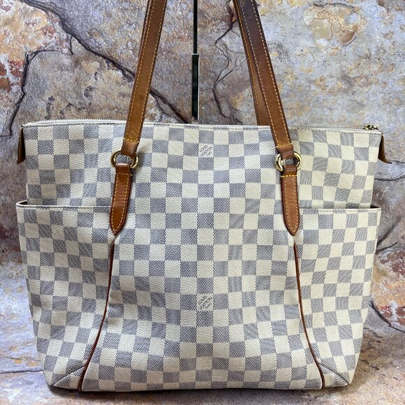 Louis Vuitton Totally MM Tote Bag Canvas Damier Azur Shoulder Bag - Picture 2 of 14
